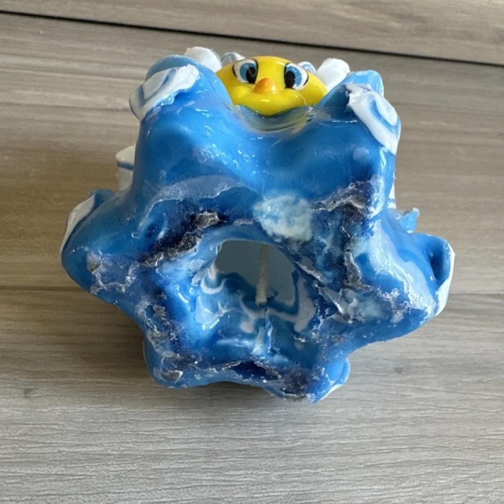 Vintage Looney Tunes Tweety Bird Ribbon Candle Blue Unused 4.5